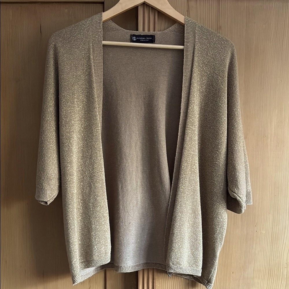 Alchemia Tricot Gold shimmer cardigan sweater small / medium vintage & glam look